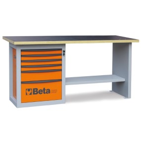 Рабочий стол повышенной прочности с секцией выдвижных ящиков (6 шт.) - Beta C59A