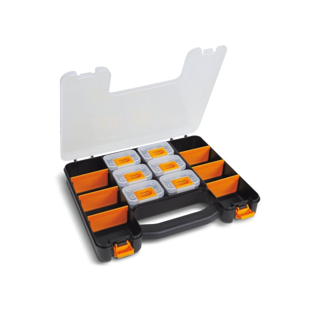 Organizer tool case with 6 removable tote-trays and