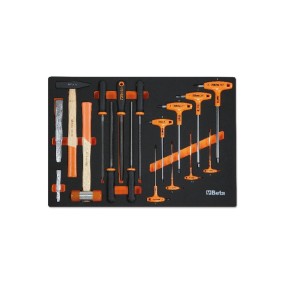 Foam tray with offset hexagon key wrenches, chisels, files and hammers - Beta MM61