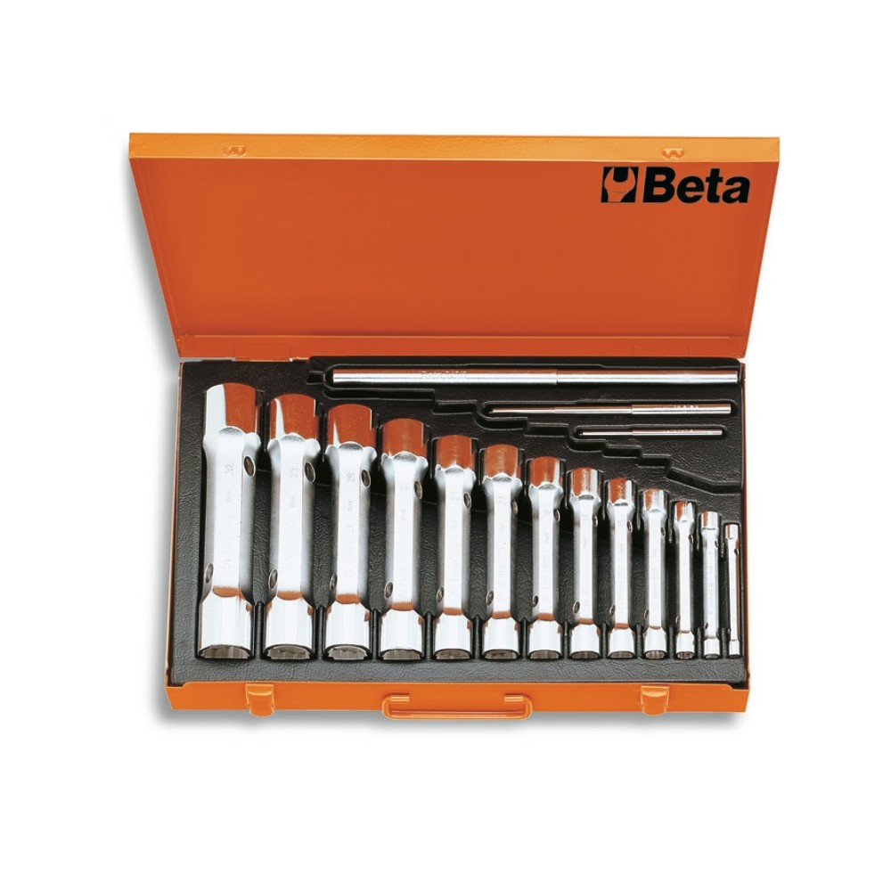 Serie di 13 chiavi a tubo doppie poligonali serie pesante (art. 930) in cassetta - Beta 930/C