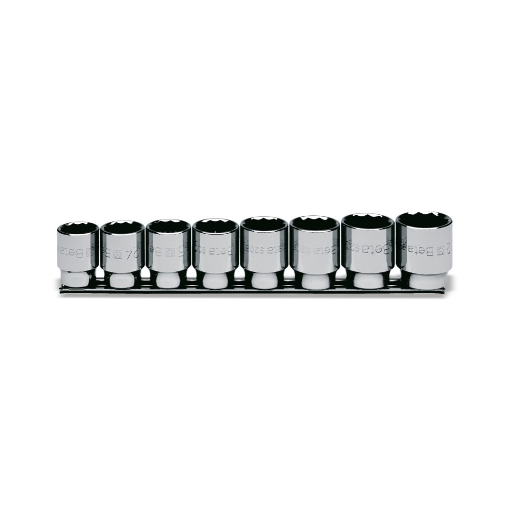 Serie di 8 chiavi a bussola a mano bocca poligonale (art. 920B) su supporto - Beta 920B/SB8