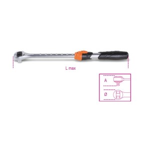 Extension reversible ratchet, 1/2" male drive, 72 tooth mechanism - Beta 920/55L