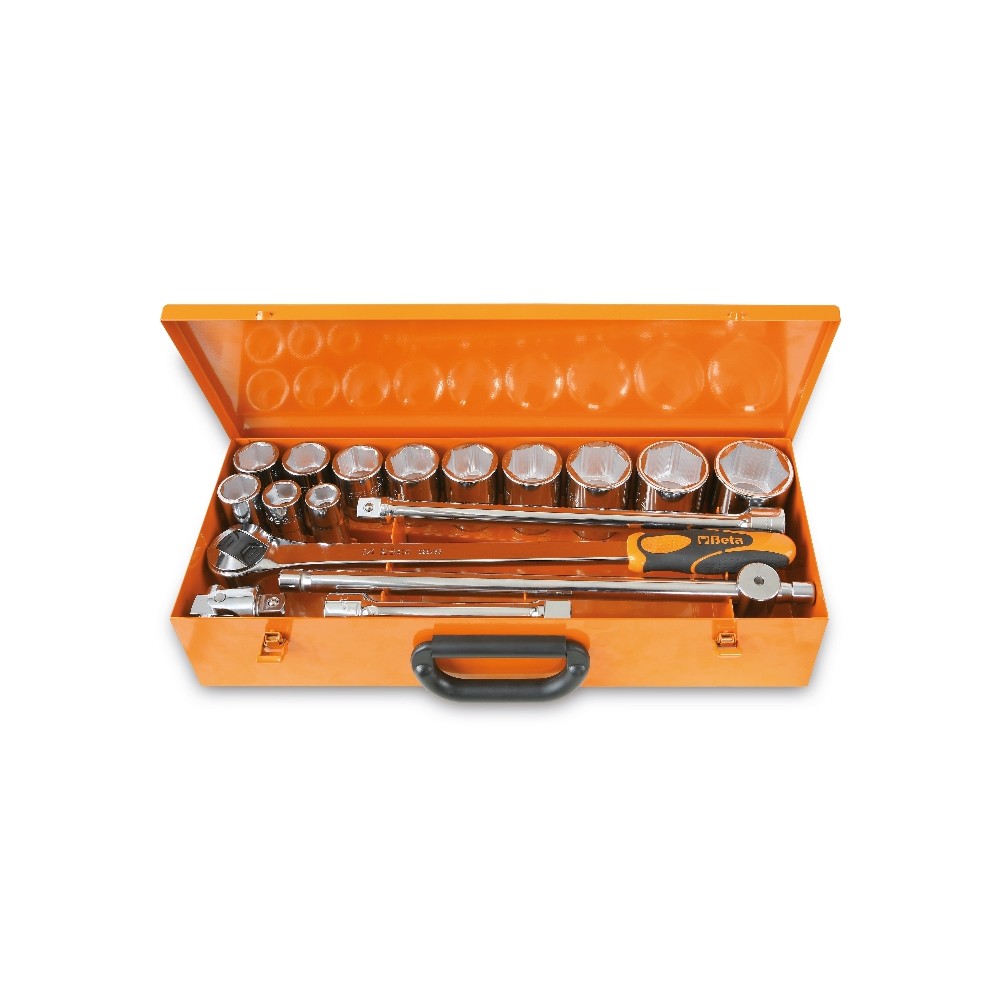 Assortimento di 12 chiavi a bussola esagonali e 5 accessori in cassetta di lamiera - Beta 928AS/C12