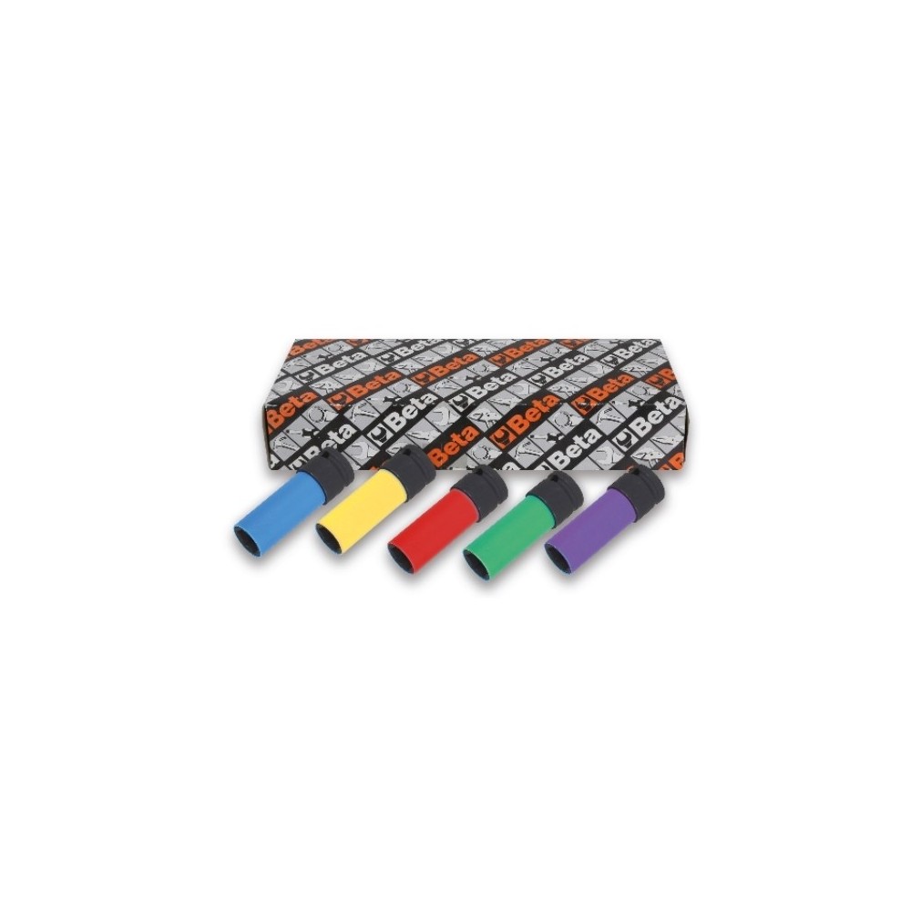 Jogo de 5 chaves de impacto para porcas de roda, com inserts coloridos em polímero - Beta 720LC/S5
