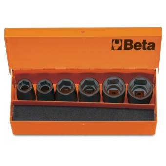 6 chiavi a bussola con attacco quadro femmina 1/2" fosfatate, in cassetta di lamiera - Beta 720/C6