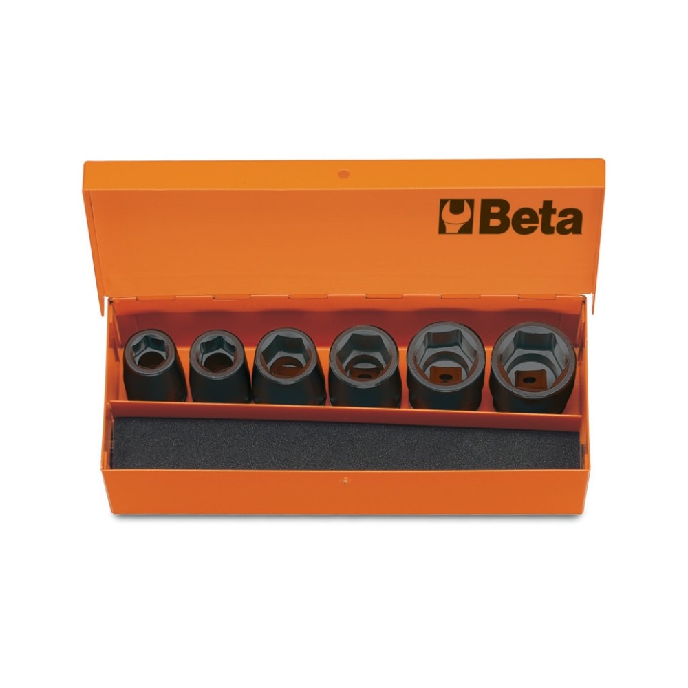 6 chiavi a bussola con attacco quadro femmina 1/2" fosfatate, in cassetta di lamiera - Beta 720/C6