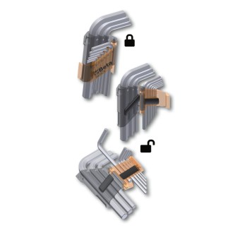 Serie di 9 chiavi maschio esagonale piegate su supporto - Beta 96/SC9