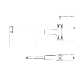 ключ Т-образный шестигранный с рукояткой, дюймовый - Beta 96T/AS