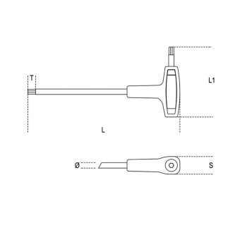 Sechskant-Stiftschlüssel, gebogen, mit kugelförmigem Kopf und Griff - Beta 96TBP