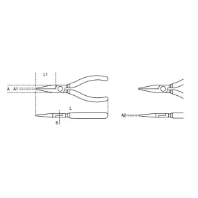 Long flat knurled nose pliers bi-material handles - Beta 1008BM
