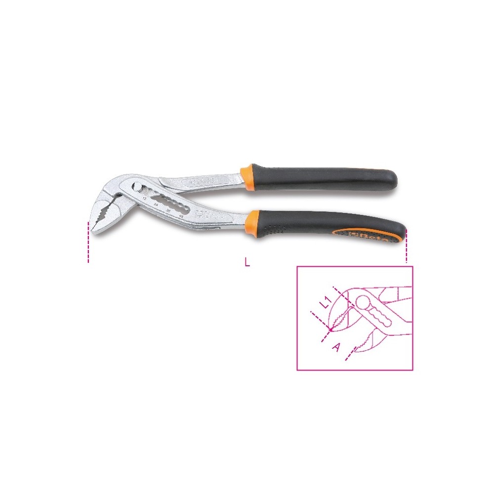Slip joint pliers, boxed joint, bimaterial handles - Beta 1048BM