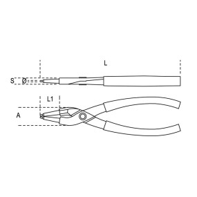 Internal circlip pliers, straight pattern PVC-coated handles - Beta 1032