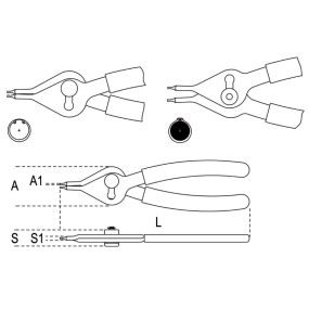 Straight point pliers for internal and external circlips PVC-coated handles - Beta 1039