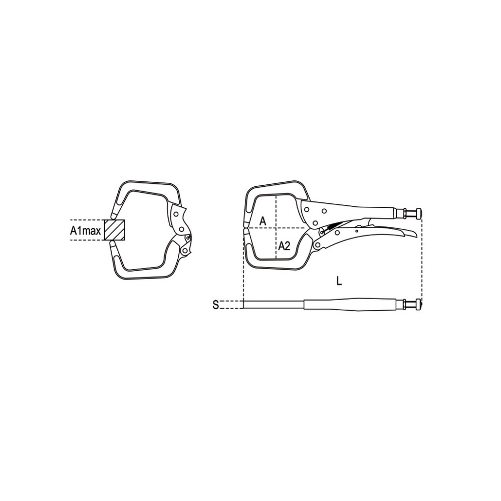 Adjustable self-locking pliers,  aluminium C-shaped jaws - Beta 1062AL