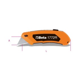 Messer mit einziehbarer Trapezklinge, mit 5 Klingen geliefert - Beta 1772R