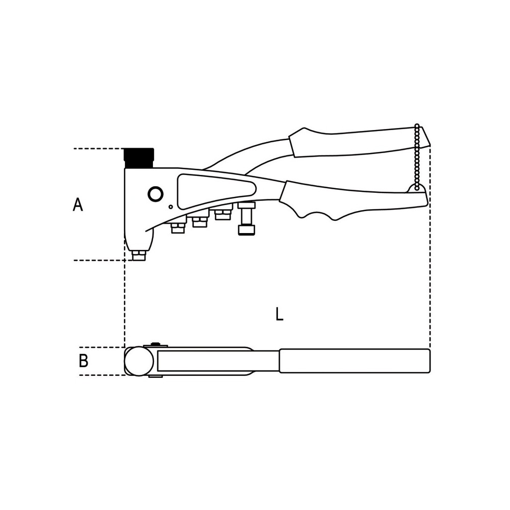 Rivettatrice per inserti filettati con 4 testine intercambiabili e 4 perni ( 1x M3 M4 M5 M6) - Beta 1742