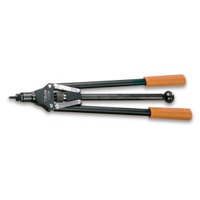 Heavy duty riveting pliers for threaded insets, with 4 interchangeable mandrels