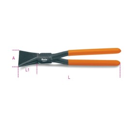 Straight wide blade tinsmith’s pliers, PVC-coated handles - Beta 1077