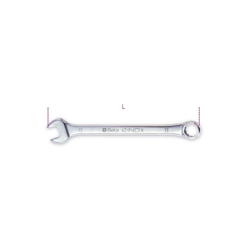Combination wrenches, open and offset ring ends, made of stainless steel - Beta 42INOX