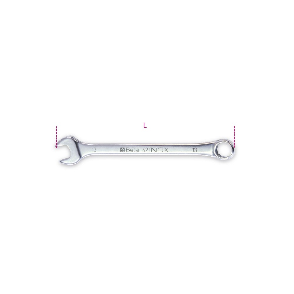 Combination wrenches, open and offset ring ends,  made of stainless steel - Beta 42INOX-AS