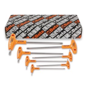 Set of 7 offset hexagon key wrenches with high torque handles - Beta 96TINOX-AS/
