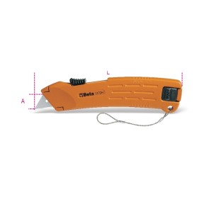 Cutter de hoja retráctil de seguridad, 1 hoja de repuesto en el mango H-SAFE