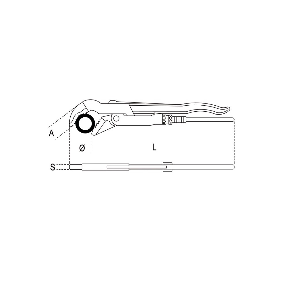 Giratubi modello svedese con ganasce parallele a 45° in acciaio forgiato - Beta 375