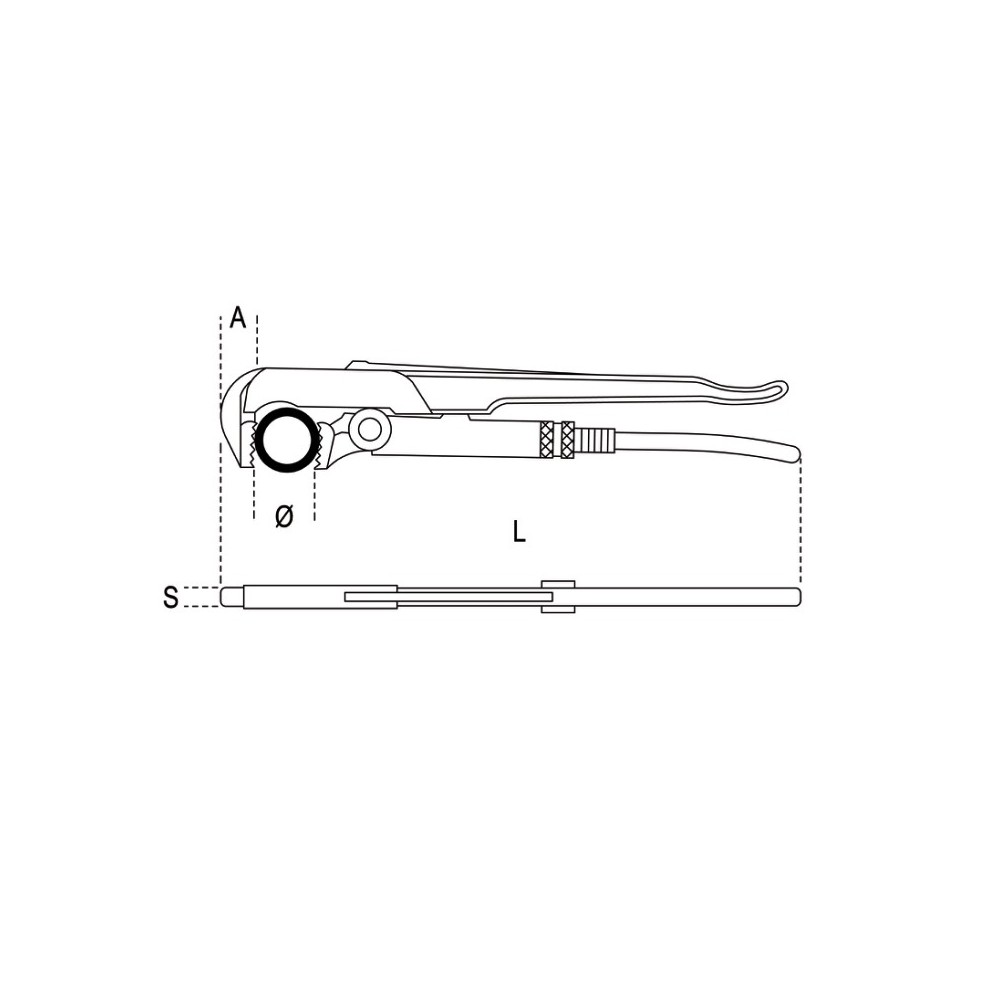 Giratubi modello svedese con ganasce piane a 90° in acciaio forgiato - Beta 376