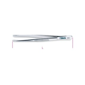 Straight end spring tweezers with wide tips made from stainless steel bright finish - Beta 996