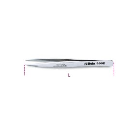 Strong straight end spring tweezers, acid and magnetic resistant made from stainless steel semi-bright finish - Beta 999B