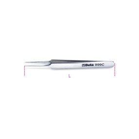 Extra slim straight end spring tweezers, acid and magnetic resistant made from stainless steel semi-bright finish - Beta 999C