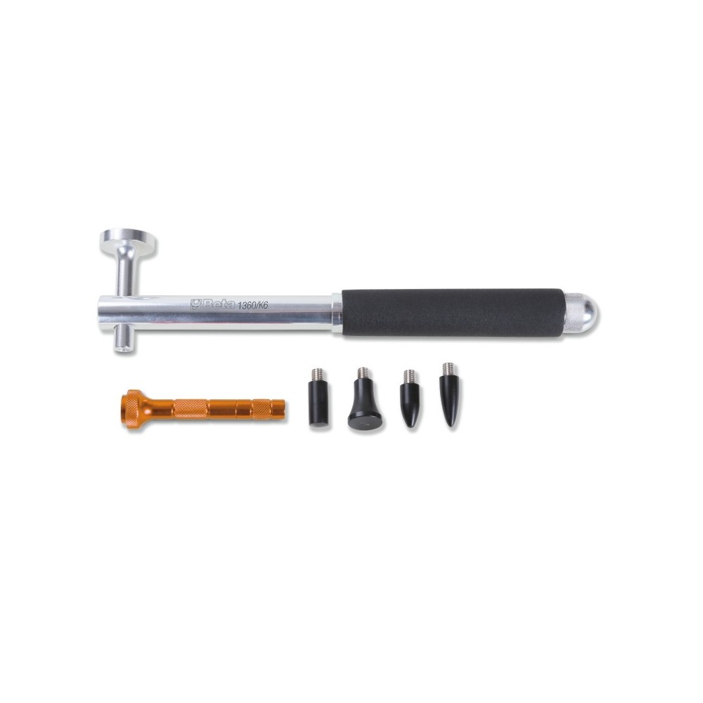 Aluminiumhammer mit flachem Rundkopf,  untereinander auswechselbare Kunststoffstifte und Körner - Beta 1360/K6