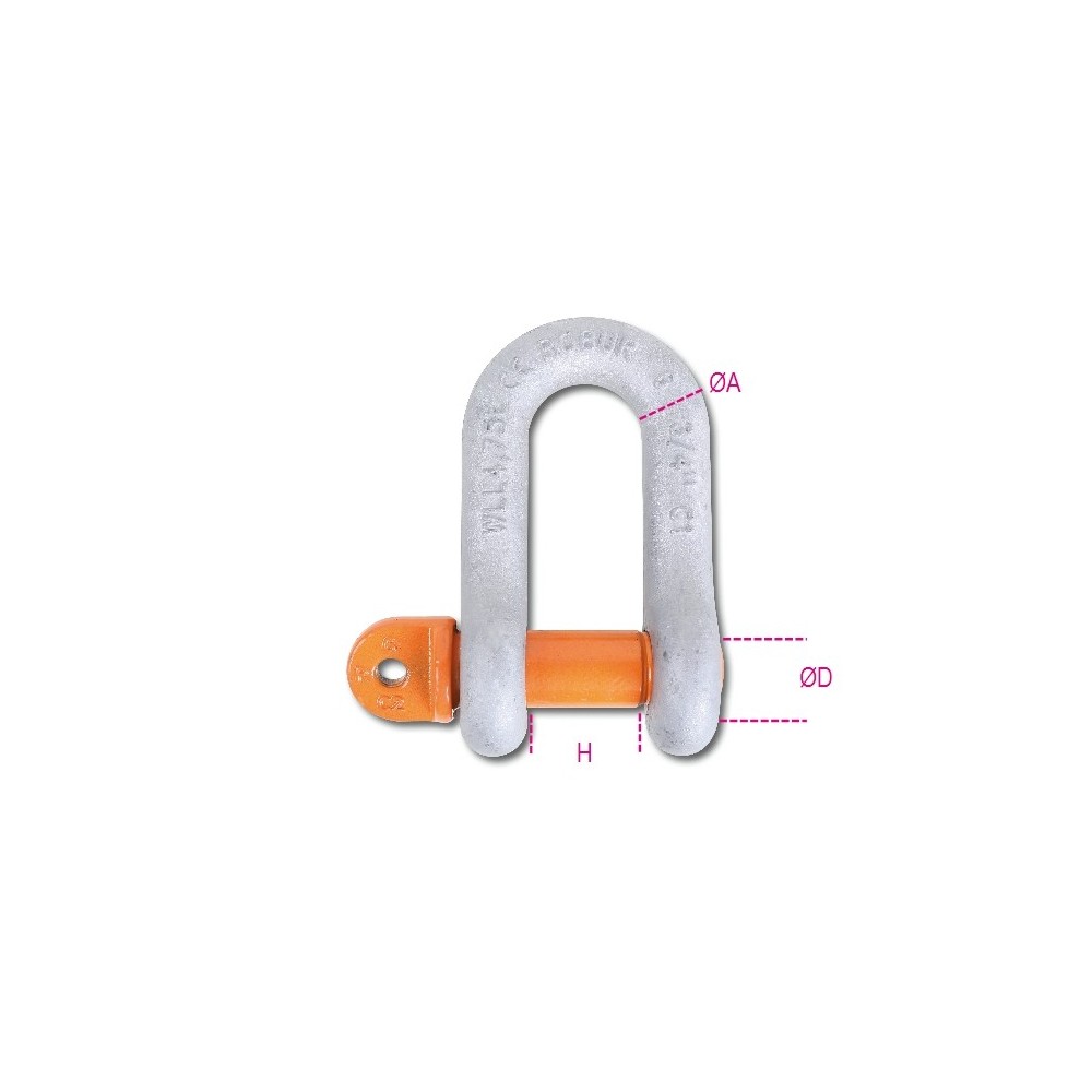 Straight shackles with screw collar pin, high-tensile alloy steel, GRADE 6, hot