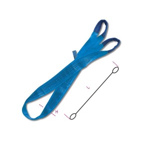 Eslingas de elevación, 8t, azul, cinta plana de dos capas, ojales reforzados, poliéster de alta tenacidad (PES) - Beta 8160
