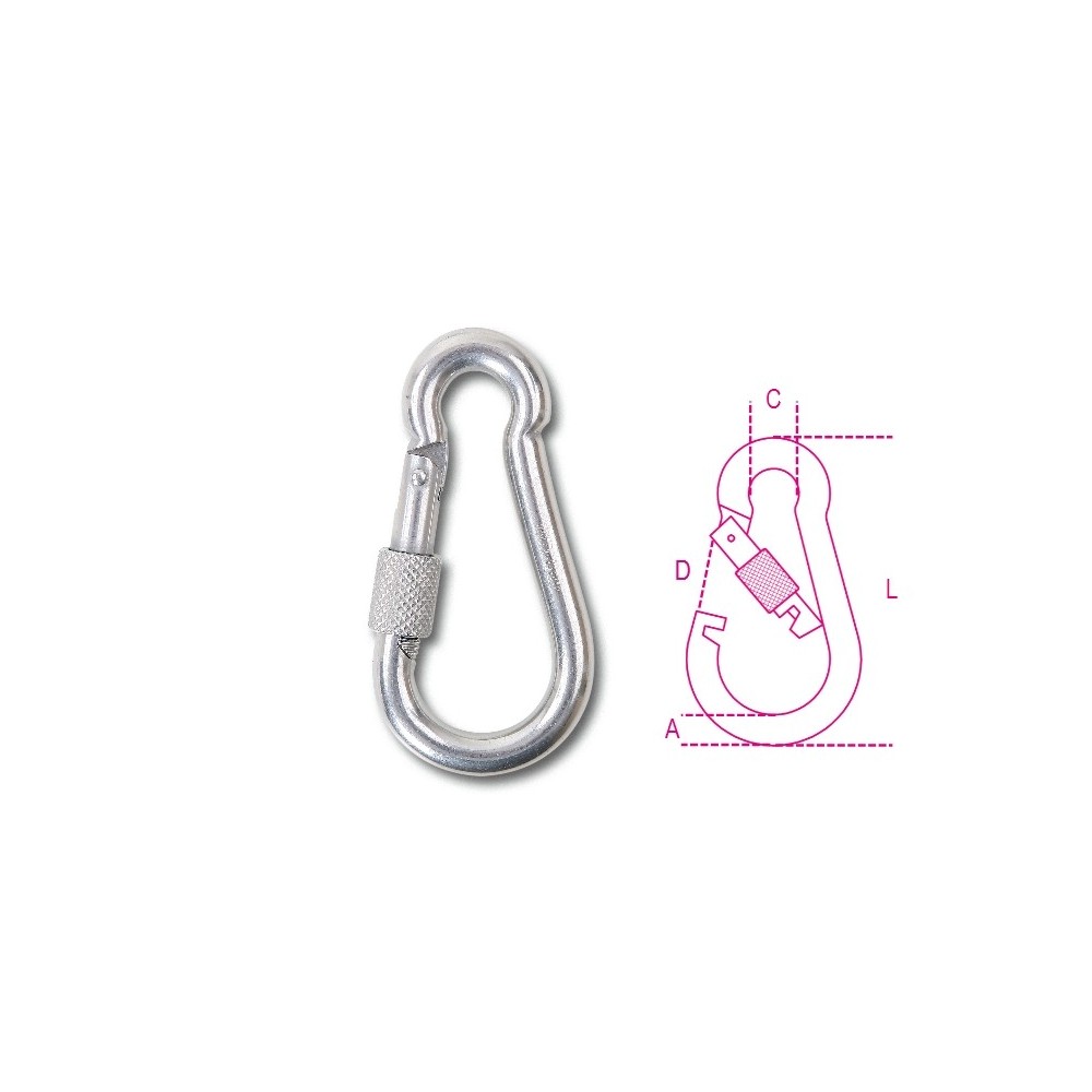 Carabine hooks with screw nut AISI 316 - Beta 8274G