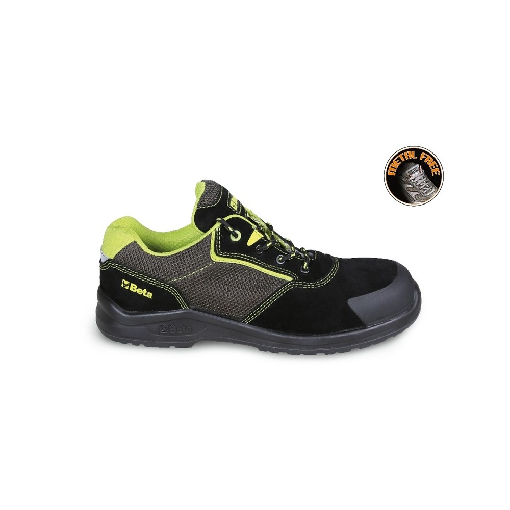 Suede shoe with highly breathable mesh inserts and anti-abrasion reinforcement in toe cap area - Beta 7223PEK