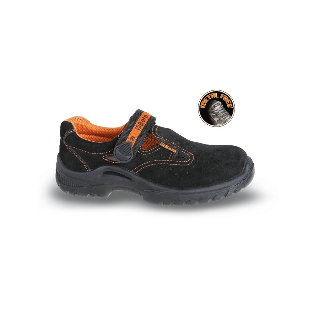 Chaussure basse type sandale en croûte de velours souple, avec fermeture type "scratch" - Beta 7216BKK