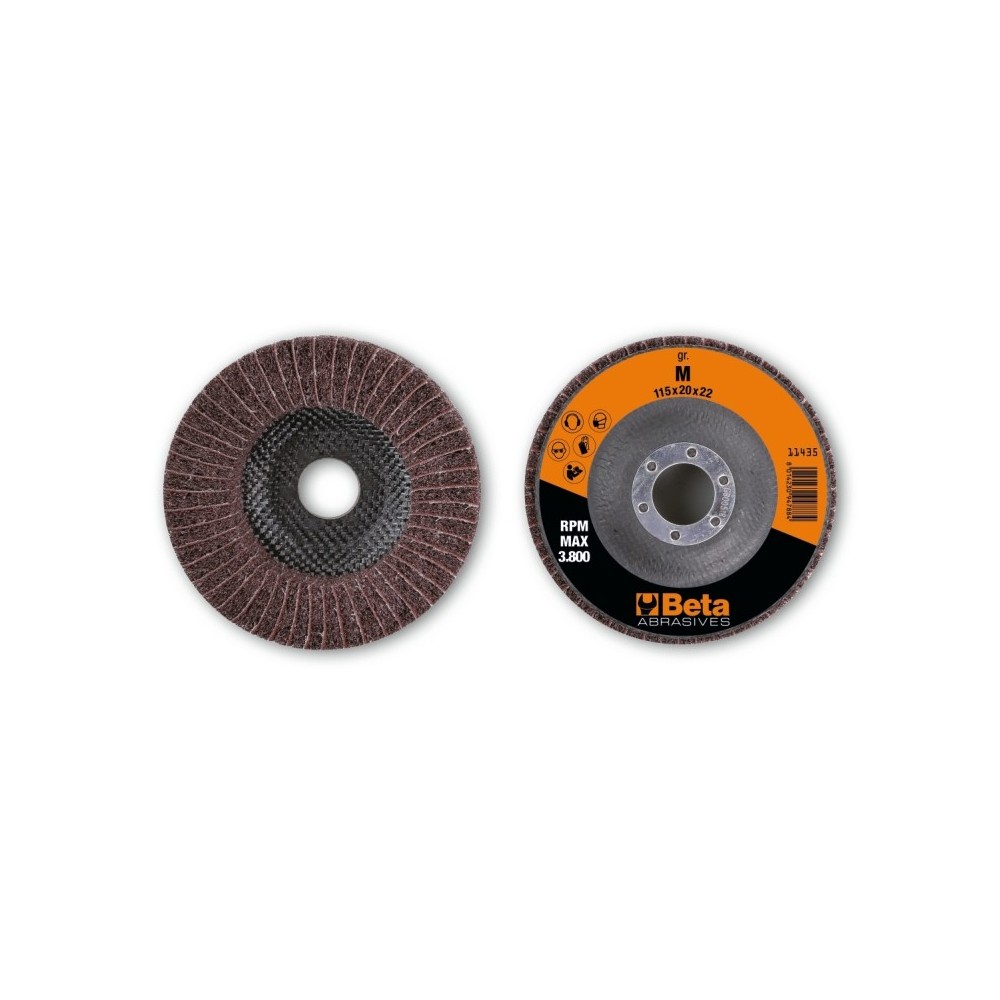 Flap/non-woven radial discs, abrasive cloth alternating with corundum synthetic fibres - Beta 11435