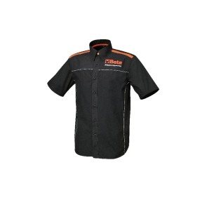 рубашка с коротким рукавом, материал: 100% поплин, 110г/м2, тканевые вставки в оранжевом цвете с белой отделкой, контрастная