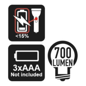 Torcia LED ad alta luminosità in robusto alluminio anodizzato, fino a 700 Lumen