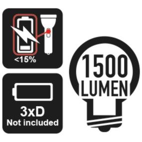 Ultra heldere LED zaklamp, vervaardigd uit stevig geanodiseerd aluminium, lichtsterkte tot 1500 lumen - Beta 1833XL
