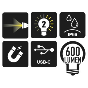 Magnet-Gelenk-LED-Lampe, leuchtstark, aufladbar, aus robustem eloxiertem Aluminium, bis zu 600 Lumen - Beta 1837F/USB