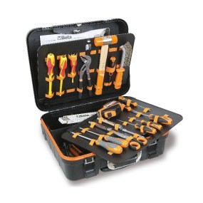 Tool trolley with assortments of tools for electronic and electrotechnical