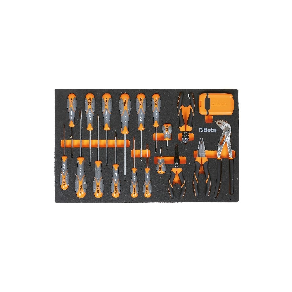 Foam tray with Beta Max screwdrivers, pliers and 1/4" bits - Beta M166