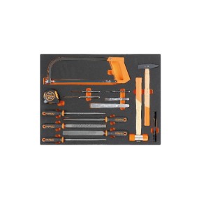 Plateau thermoformé souple avec outils à frapper, limes, outils de coupe et outils de mesurage - Beta MB59