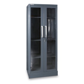 Sheet metal tool cabinet with two clear polycarbonate doors, for workshop equipment combination RSC55 - Beta C55AT2