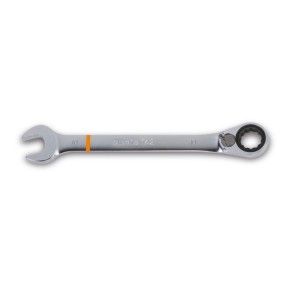 Reversible ratcheting combination wrenches, open and offset ring ends, coloured, chrome-plated - Beta 142MC