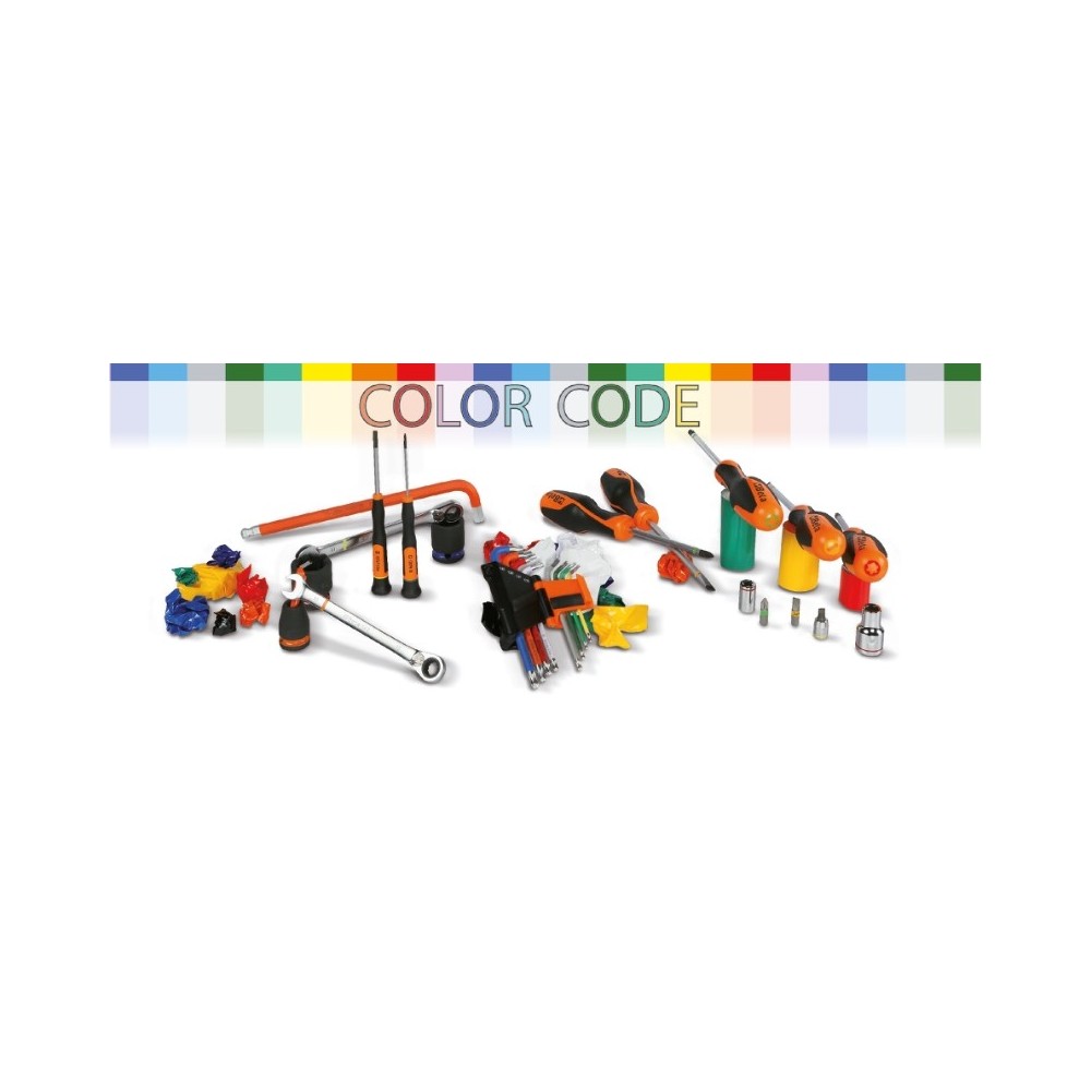 Serie di 9 chiavi combinate a cricchetto reversibile colorate con supporto