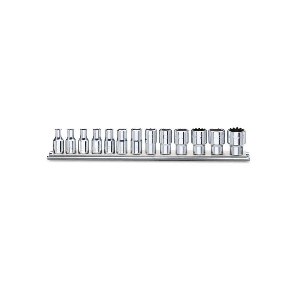 Serie di chiavi a bussola con attacco quadro femmina 1/4" bocca multimpronta, cromate - Beta 900U/SB