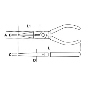 ​Extra-long needle knurled nose pliers, bi-material handles, industrial finish - Beta 1166GBM